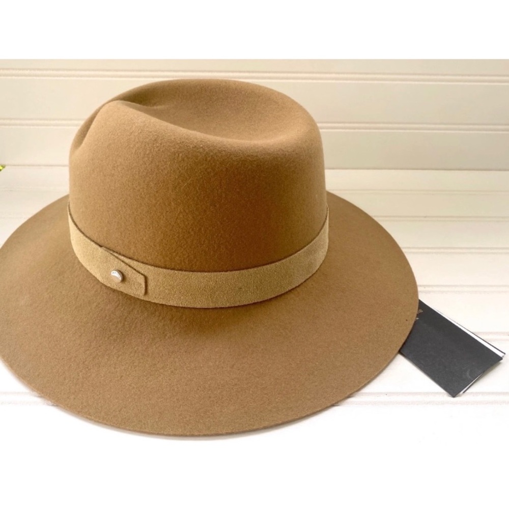 New Rag & Bone Zoe Wool Camel Brown Fedora Hat Womens Size Medium